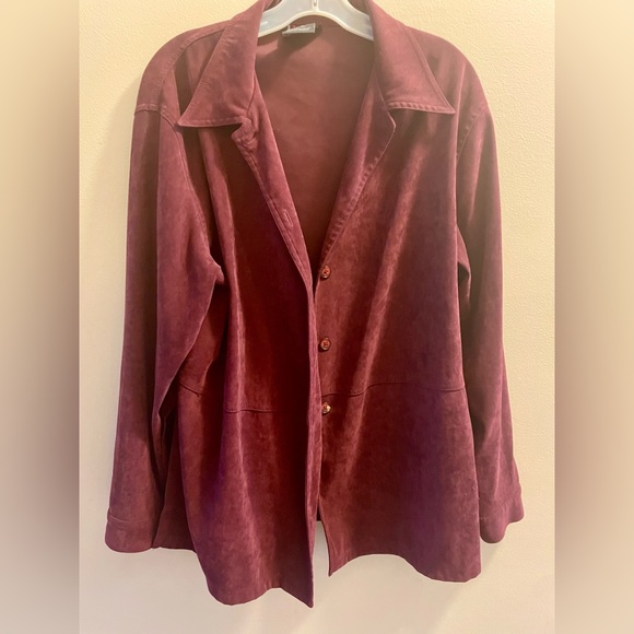 EUC R&K Women’s Shacket Soft Suede Like Texture Button Down Jscket Size 14, XL - Picture 9 of 10